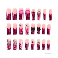 Long Square Rose Red Press trên Nails 3D Press Ons Gothic Gyaru Acrylic Nails cho DIY Nail Design Ar