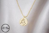 【Lit Ring】18k金銅鍍鏤空少女的畫像項鍊│訂製 金色 金幣 錢幣 圓牌 圓形 雙面 墜子 項鍊 鎖骨鍊 飾品