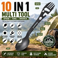 10 in 1 Multifunction Camping Spork Outdoor Survival Spoon Fork Bottle Opener Wrench Tool