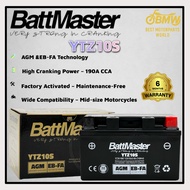 BattMaster YTZ10S 12V 8.6Ah 190CCA | AGM + EB-FA Battery | Maintenance-Free | OEM for YTZ10S Yuasa