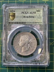 E27香港1894年維多利亞半圓-AU55