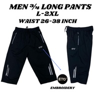 【ETO 3/4 LONG PANTS  CS0664/2】L-2XL Men 3 Quarter Pants Waist 26-38 Inch Seluar 3 Suku Seluar Futsal