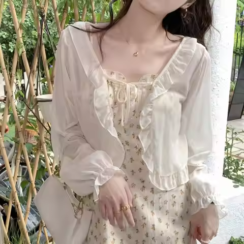 Female Wraps Chiffon Sun Protection Cape Poncho Wrapped Scarves Korean Style Shawl Sunscreen Shawl L