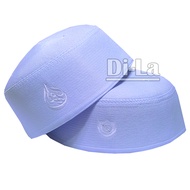 Plain White Logo Cap for Hajj, Umrah, Tahfiz Prayer, Thick, 4 Holes, Boys, Adults, Capal Raya