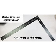 Solid Rafter Framing Square Ruler L Shape Ruler Black Stainless Steel (600mm x 400mm)