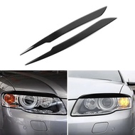 2pcs Car Interior Piano Black Accessories Headlight Eyebrow Trim Cover For Audi A4 B7 S4 2006 2007