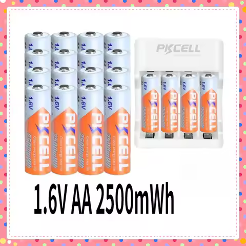 4/8/12/16/20Pcs 1.6V AA NIZN Rechargeable Battery NIZN Charger For PKCELL NI-ZN 2500mWh 2A Size for 