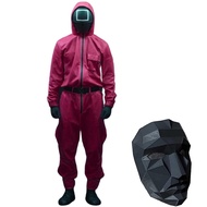 squid game Jumpsuit & Masquerade Set TV Play Round Six Cosplay Full Face Cover Halloween Costume for