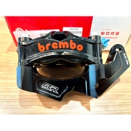NVX V1 V2 ORIGINAL BREMBO STYLEMA GLOSSY BLACK 4POT CALIPER FRONT SIAP BRACKET PNP LIMITED EDITION B