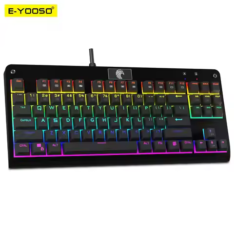 E-YOOSO Z77 Rainbow USB Mechanical Gaming Wired Keyboard 87 Keys Red Black brown Blue Switch Gamer f