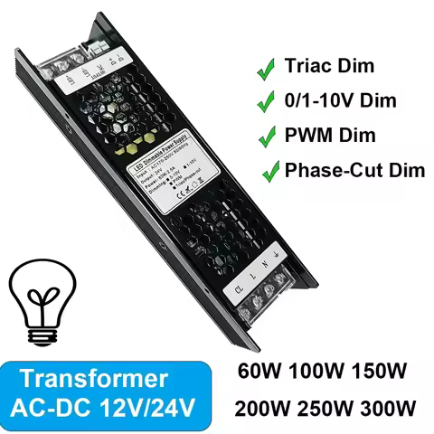 Triac Dimmable Led Driver 300W 100W 60W 0/1-10V Dimmable Power Supply 12V 24V 250W Led Transformers 