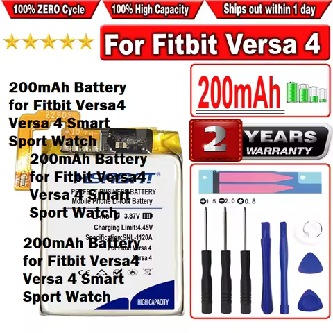 HSABAT 200mAh Battery for Fitbit Versa4 Versa 4 Smart Sport Watch