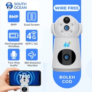 South Ocean Wireless CCTV Battery Powered 8MP Dual Lens WiFi Camera CCTV Night Vision 360 Rotation I