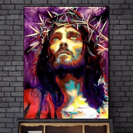 ♘∋ บทคัดย่อพระเยซู Graffiti ภาพภาพวาดสีน้ำมันผ้าใบศิลปะโปสเตอร์และพิมพ์ภาพผนังศิลปะสำหรับ Hoom ตกแต่งผ้าใบภาพจิตรกรรมฝาผนัง