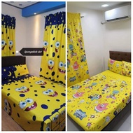 SPONGEBOB DESIGN CANADIAN COTTON 3IN1 BEDSHEET WITH TWO PILLOWCASE FAST DESIGNS