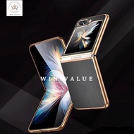 Premium Leather Chrome Case Leather Caisng Cover full for Samsung Z Flip 3 Samsung Z Flip 4 Samsung 