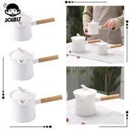 [ Ceramic Milk Pot Enamel Milk Pot Kitchen Cookware Enamel Pot for Camping
