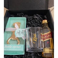 Personalized / Customized Gift Box w/ Bottle Opener, Mini Red and Shot Glass