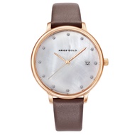 ARIES GOLD ENCHANT FLEUR ROSE GOLD STAINLESS STEEL L 5035 RG-MP LEATHER STRAP WOMEN'S WATCH