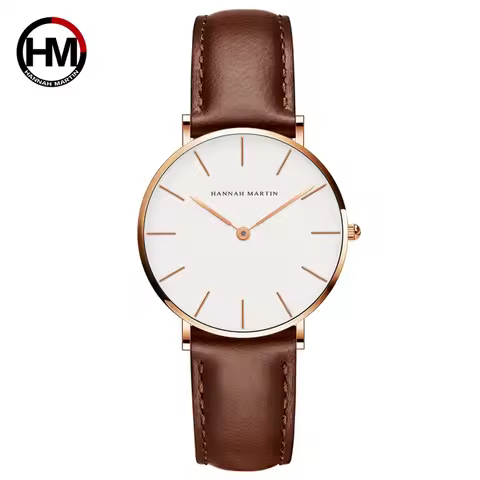 Hannah Martin Brand Japan Quartz Movement Women Fashion Watch Leather Strap Lady Wristwatches Waterp