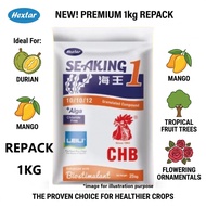 1kg SeaKing NPK fertilizer + LEILI Alga Biostimulant Baja 10/10/12 + Sulfur Durian Sayur Bunga Ros