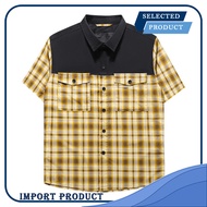 Shirt US Size Cotton Plaid loose contrast Lapel men's shirt fashion men's suit