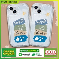 Case Vivo Y12 Y12S Y15 Y17 Y20 Y20S Y21 Y21T Y21S Y30 Y30i Y33S Y33T Y50 Y91 Y91C Y93 Y95 Y1S Softcase Transparan Motif Happy Smile Soft Wave Edge Phone Casing Cover