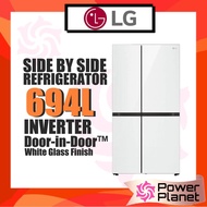 LG Side by Side 694L Fridge GC-M257CGFL with Door-in-Door™ Inverter GCM257CGFL White Glass Finish