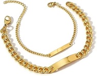 Stainless Steel Couple Bracelet Set Adjustable Friendship Bracelets His and Her Bangle for Sister BF