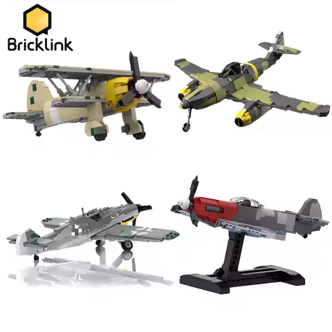 Bricklink WW2 Military Plane Messerschmitt BF109 ME262 Yak-3 Fighter Fiat CR.42 Falco Falcon Aircraf