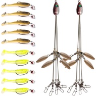 Kit Alabama Rig 2 Set dengan Kepala Jig dan Treler, Rig Payung untuk Ikan Stripers, Memancing Ikan B