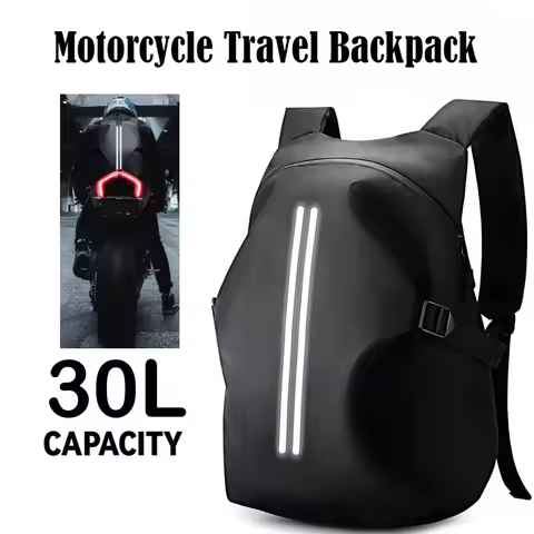 30L Motorcycle Backpack Waterproof Helmet Bag Reflective Riding Pack Large Capacity Multifunctional 