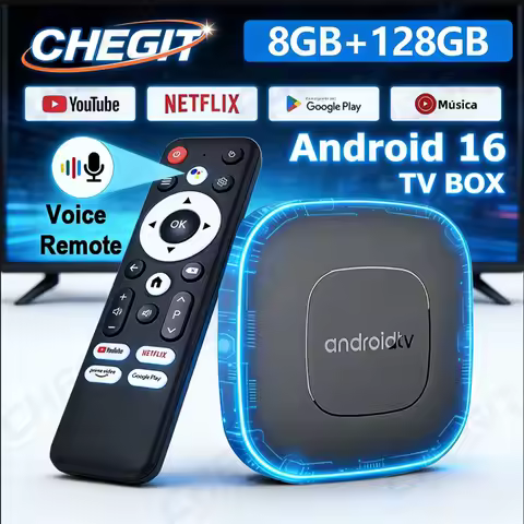 4K Ultra HD Smart Android 16 Tv Box 8+128GB Wifi 6 Bluetooth 5.4 Netflix Fire Stick Tv 4K Set Top Bo