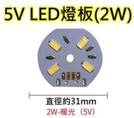 5V 2W暖光 LED燈板【沛紜小鋪】LED USB燈燈板 LED球泡燈改裝DIY料件