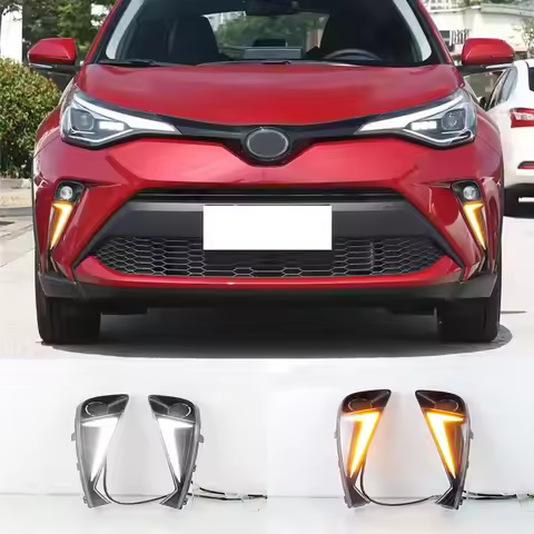 For Toyota C-HR CHR 2021 2022 Daytime Running Light Daylight Car Front Fog Lamp Cover With Led DRL