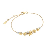 Merii Elegant Gold Plated 23K Clover Bracelet with CZ Stones 6 Inches