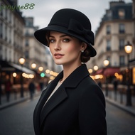 JUNYUE Bow Topper Hat, Solid Color French Style Women Fisherman Hat, Fashion Keep Warm Flat-top Hepb