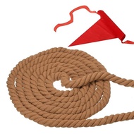 PATIKIL 20ft Tug of War Rope for Adults and Teens with 3 Knitted Natural Cotton Rope with Brown Flag for Yard Games and Team Building Activities