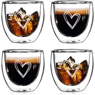 Gute 2.7 OZ Espresso Cups Set of 4,Double Walled Glass Espresso Cups,Italian Style Clear Doppio Cups
