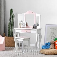 OS-J (EN71 Certified) Pretend Pretend Dresser, Three-sided Mirror, Wooden Dresser, 3-sided Mirror, M