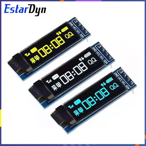 0.91 Inch OLED Display Module I2C 128x32 for Raspberry Pi ESP32, White Blue Yellow