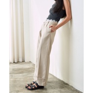 DEMSY STUDIO | Eden Pants | กางเกงขายาวทรงกระบอกพับข้อแต่งขอบลูกไม้