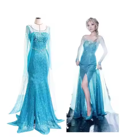 Halloween Frozen Cosplay Elsa Princess Dress Adult Costume For Role-Playing Performance