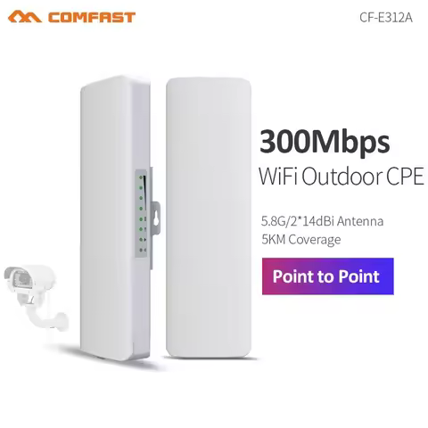 COMFAST 5-10KM Outdoor Wireless Bridge 5.8GHz 300Mbps WiFi CPE 2*14dBi Outdoor Antenna Access Point 