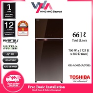 Toshiba 661L Refrigerator 2 Door/Peti Ais 2 Pintu Inverter (GR-AG66MA) Peti Sejuk/Fridge/冰箱