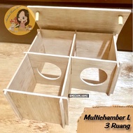 KAYU Multichamber Hamster Shape L/Maze Hamster/Wooden Hamster House Hideout