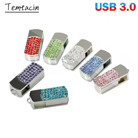USB 3.0 High Speed Crystal Rotating Usb Flash Drive Jewelry Pen Drive 8G 16G 32GB 64GB 128GB 256GB M