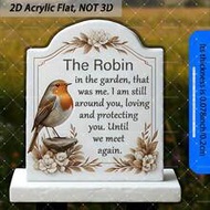 2D Flat, 1pc Robin Memorial Acrylic Garden - 16.0cm X 24.99cm, Weather-Resistant Outdoor Decor With 