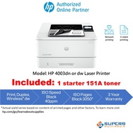 HP Laserjet Pro 4003DN (2Z609A) and 4003DW (2Z610A) Printer (Replace M404dn)