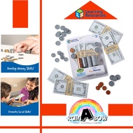 🛒 Learning Resources Pretend and Play, Play Fake Money Coins Counting Math, Currency, 150 Pieces, Ag